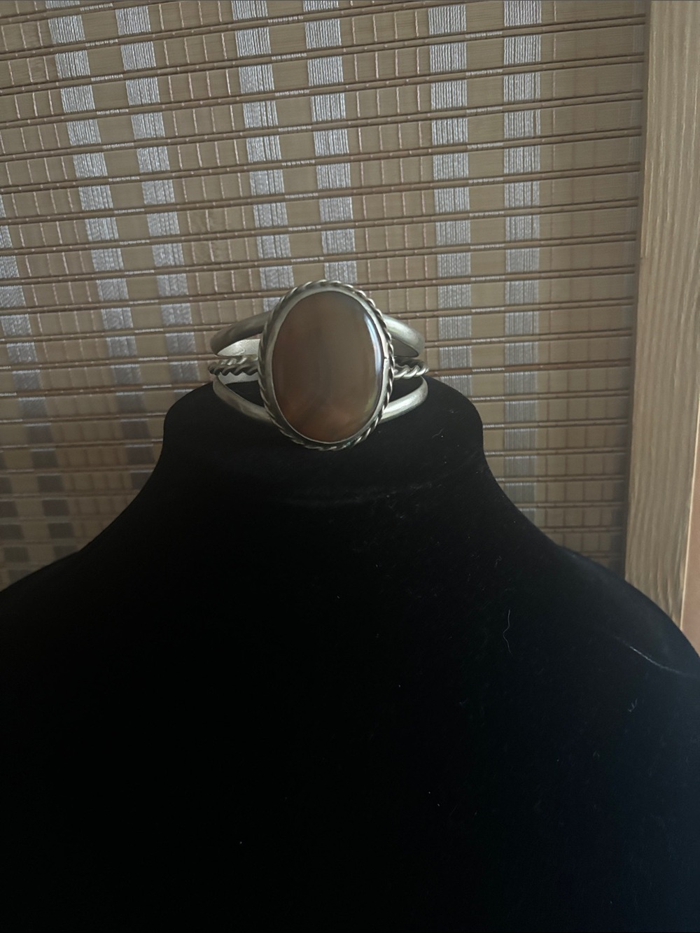 Sterling Silver Brown Agate Oval Cuff Bracelet
